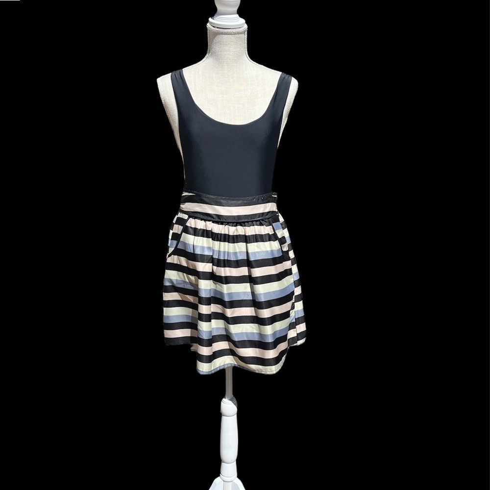 High Waisted Emmelee Black Striped Skirt S